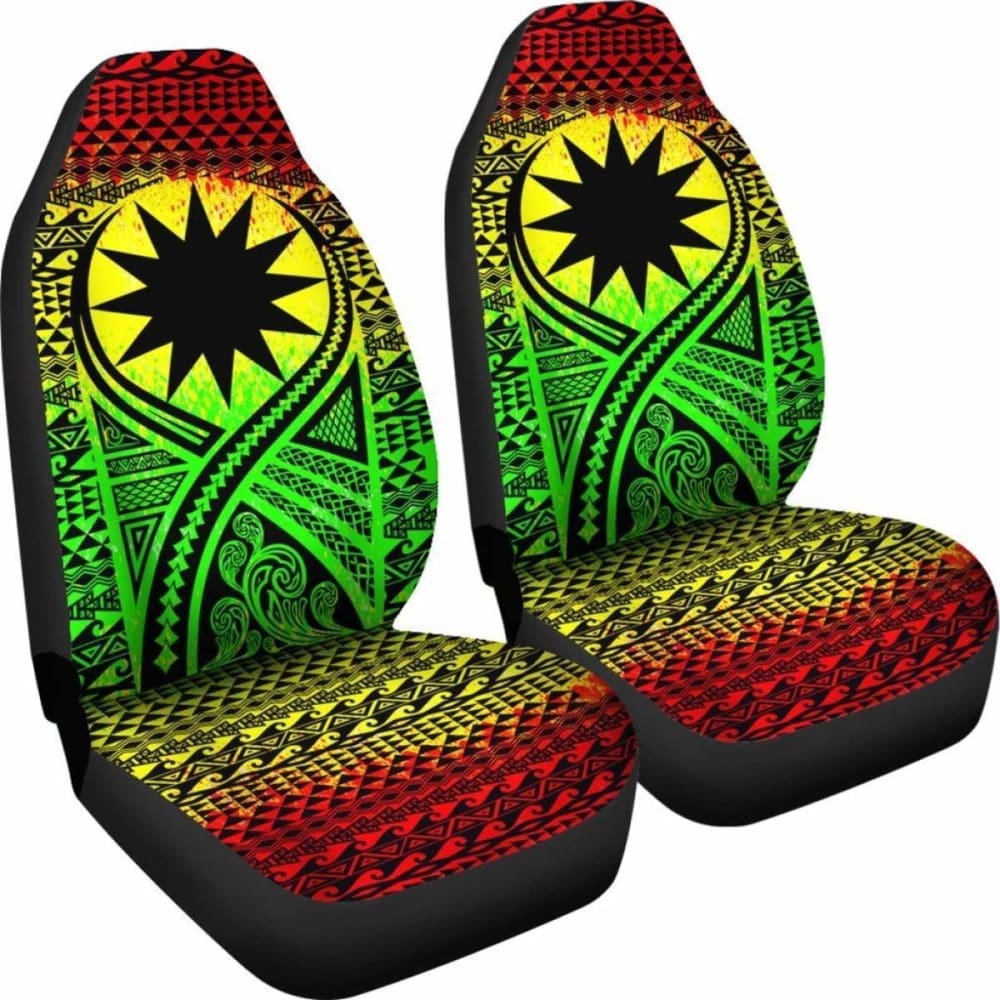 Nauru Car Seat Cover - Nauru Flag Polynesian Tattoo Reggae -