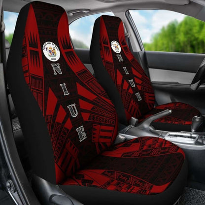 Niue Car Seat Covers - Niue Seal Polynesian Tattoo Red -
