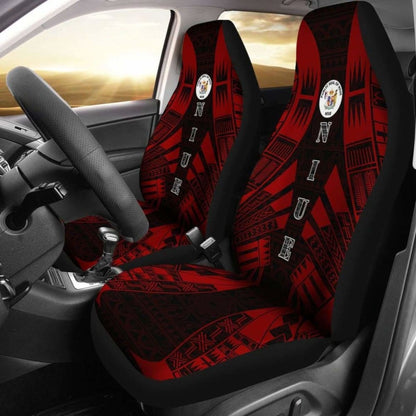 Niue Car Seat Covers - Niue Seal Polynesian Tattoo Red -