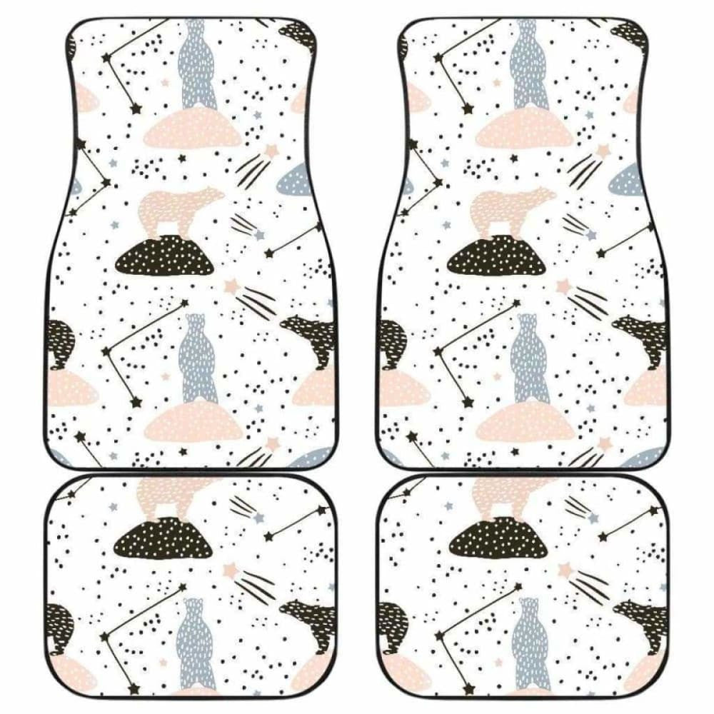 Polar Bears Star Poka Dot Pattern Front And Back Car Mats