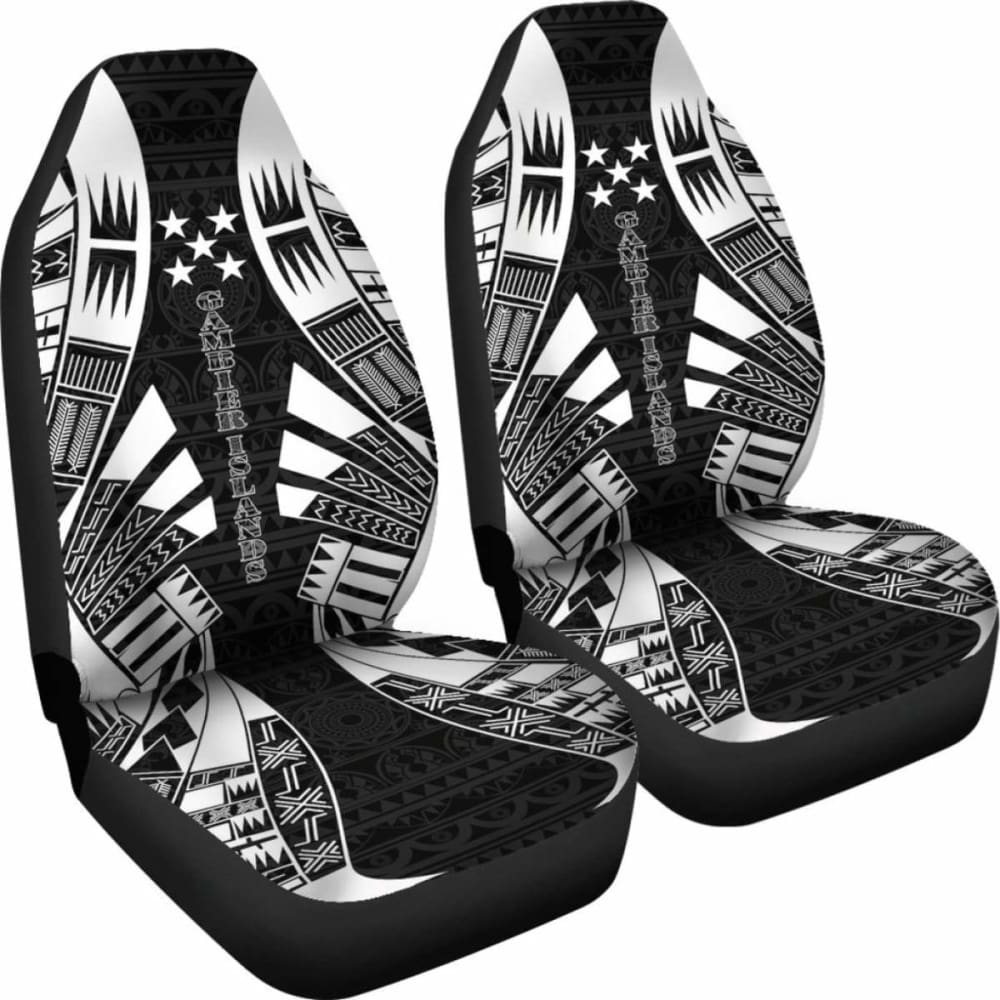 Gambier Islands Car Seat Covers - Polynesian Tattoo Black -
