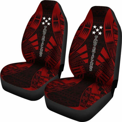 Gambier Islands Car Seat Covers - Gambier Islands Flag Polynesian Tattoo Red -