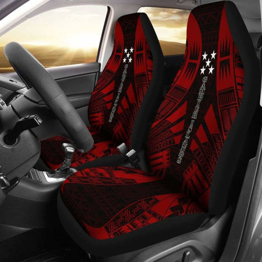 Gambier Islands Car Seat Covers - Gambier Islands Flag Polynesian Tattoo Red -
