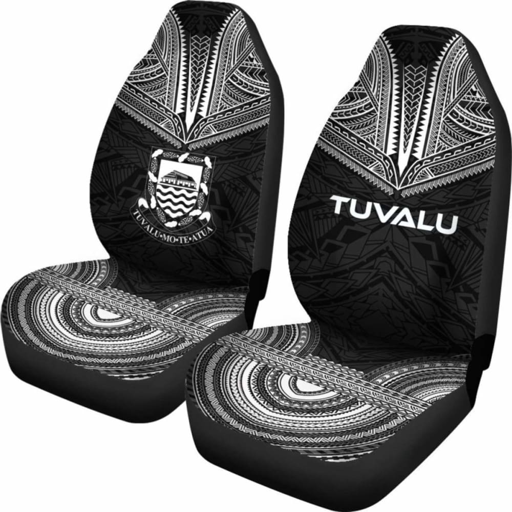 Tulu Car Seat Cover - Tulu Coat Of Arms Polynesian Chief Tattoo Black Version -