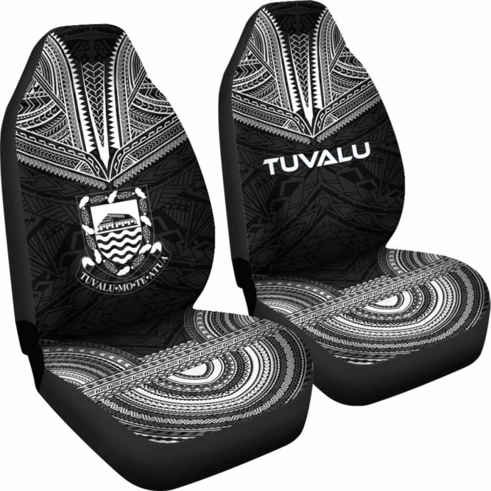 Tulu Car Seat Cover - Tulu Coat Of Arms Polynesian Chief Tattoo Black Version -