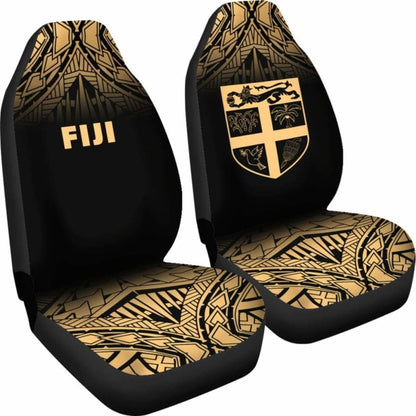 Fiji Tapa Car Seat Covers - Fiji Flag Polynesian Tattoo Fog Gold -