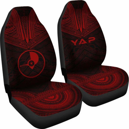 Yap Car Seat Cover - Yap Flag Polynesian Chief Tattoo Red Version -