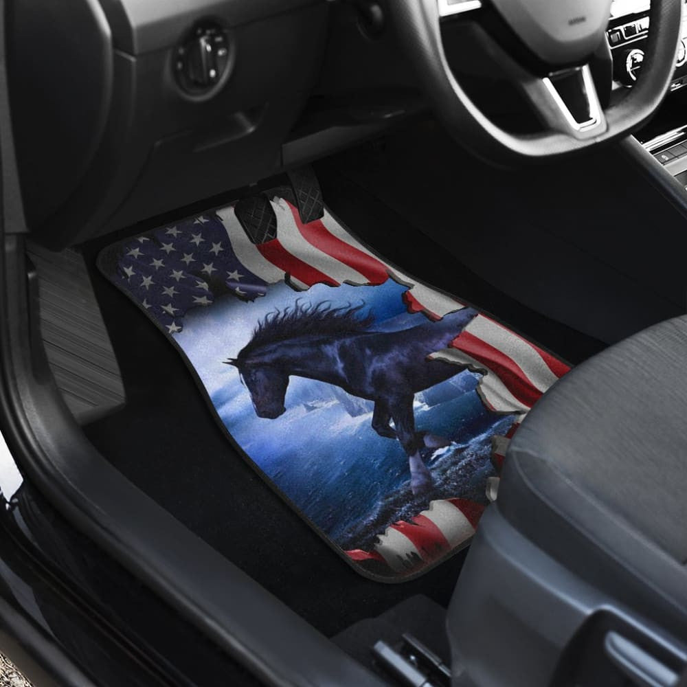 Patriotic American Flag Horse Awesome Silhouette Car Floor Mats