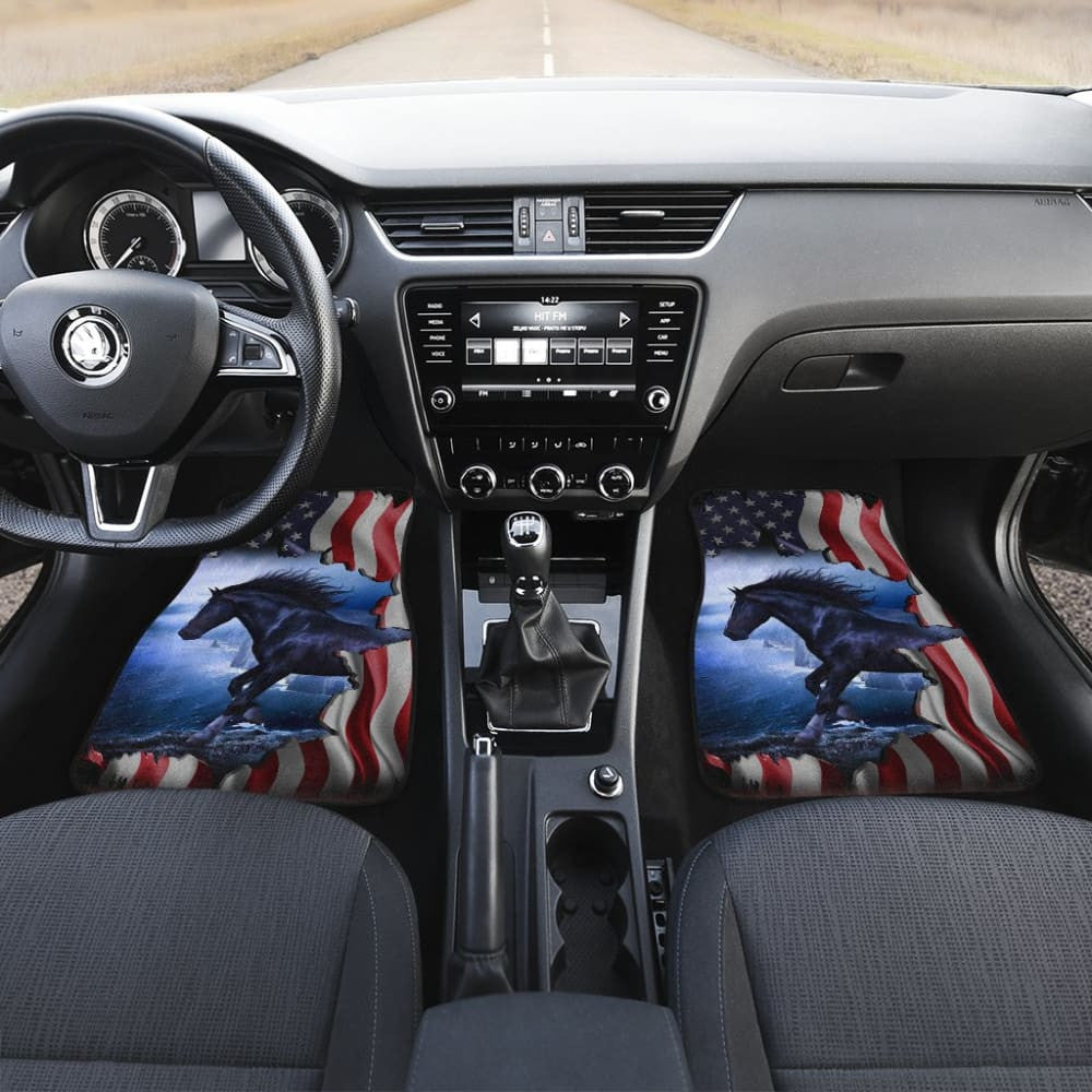 Patriotic American Flag Horse Awesome Silhouette Car Floor Mats