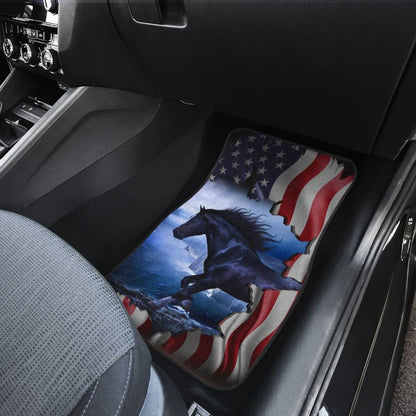Patriotic American Flag Horse Awesome Silhouette Car Floor Mats
