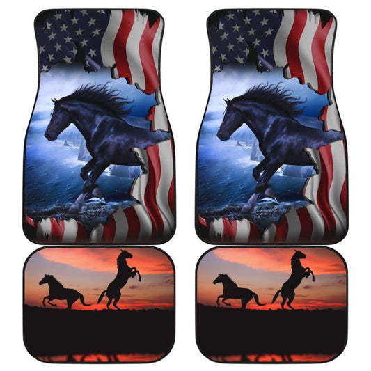 Patriotic American Flag Horse Awesome Silhouette Car Floor Mats
