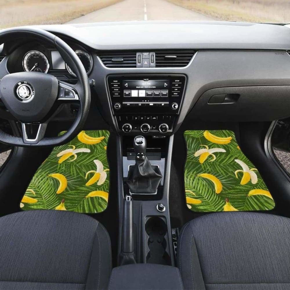 Banana Palm Leaves Pattern Front And Back Car Mats