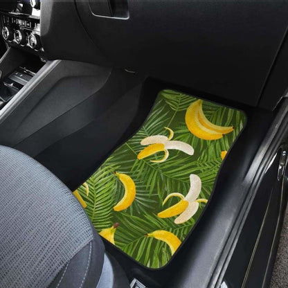 Banana Palm Leaves Pattern Front And Back Car Mats
