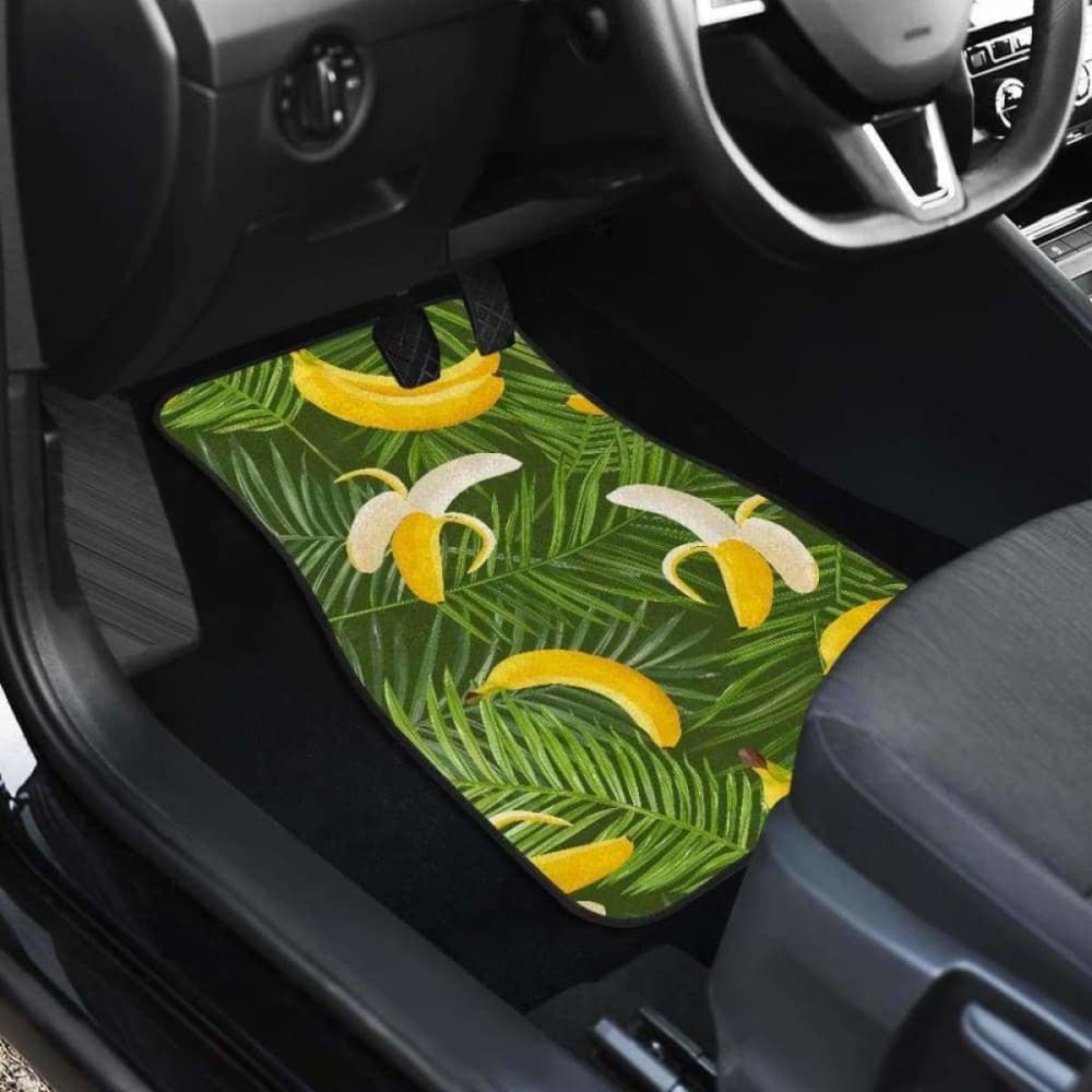 Banana Palm Leaves Pattern Front And Back Car Mats