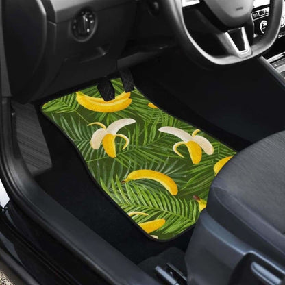 Banana Palm Leaves Pattern Front And Back Car Mats