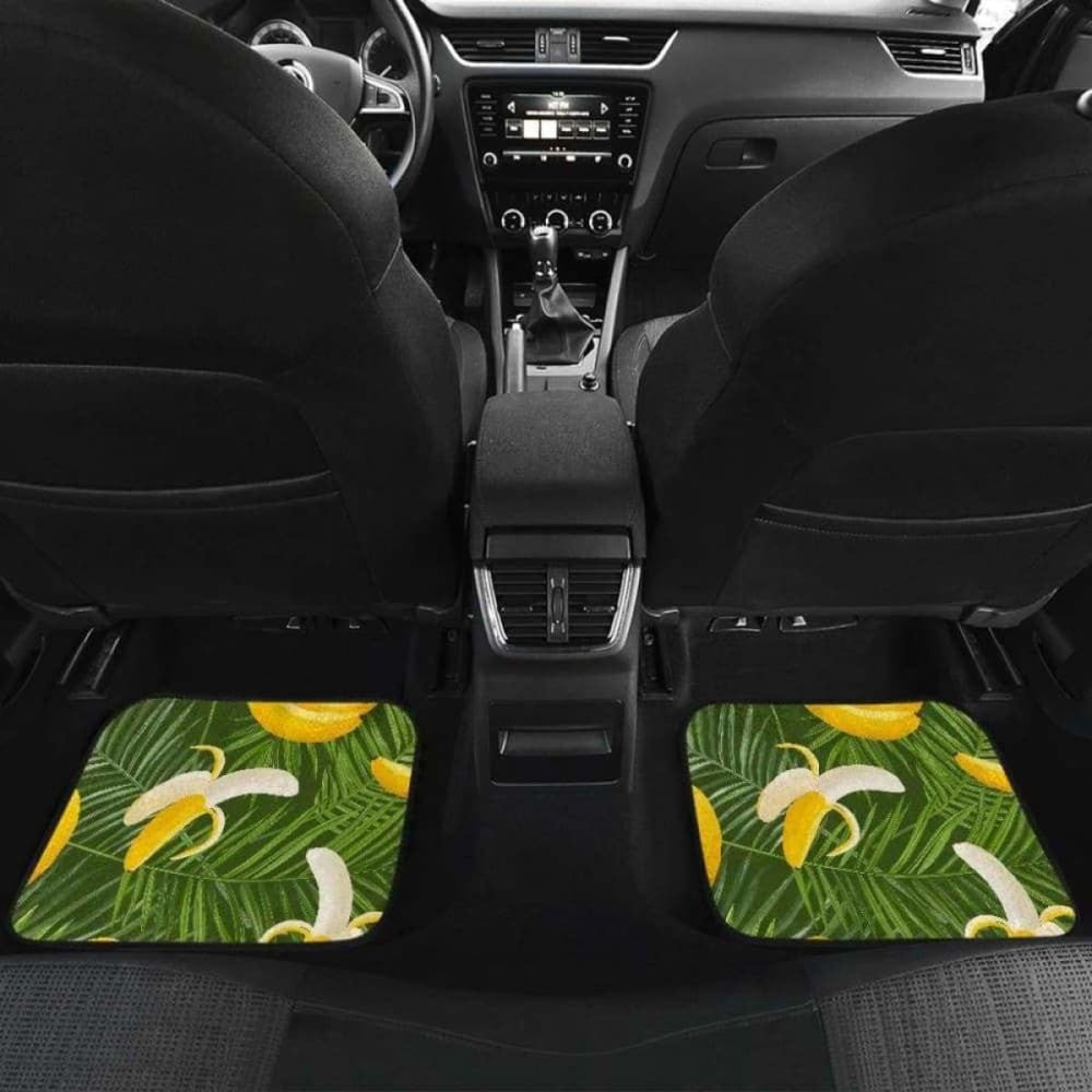 Banana Palm Leaves Pattern Front And Back Car Mats