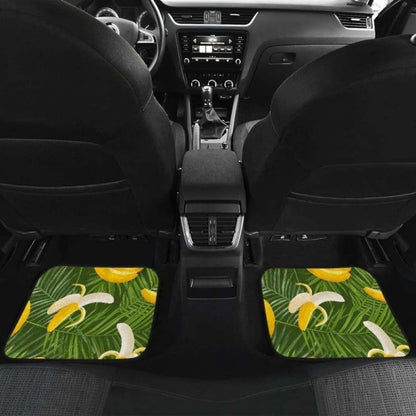 Banana Palm Leaves Pattern Front And Back Car Mats