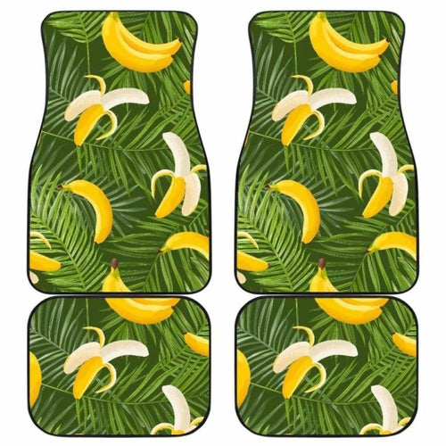 Banana Palm Leaves Pattern Front And Back Car Mats