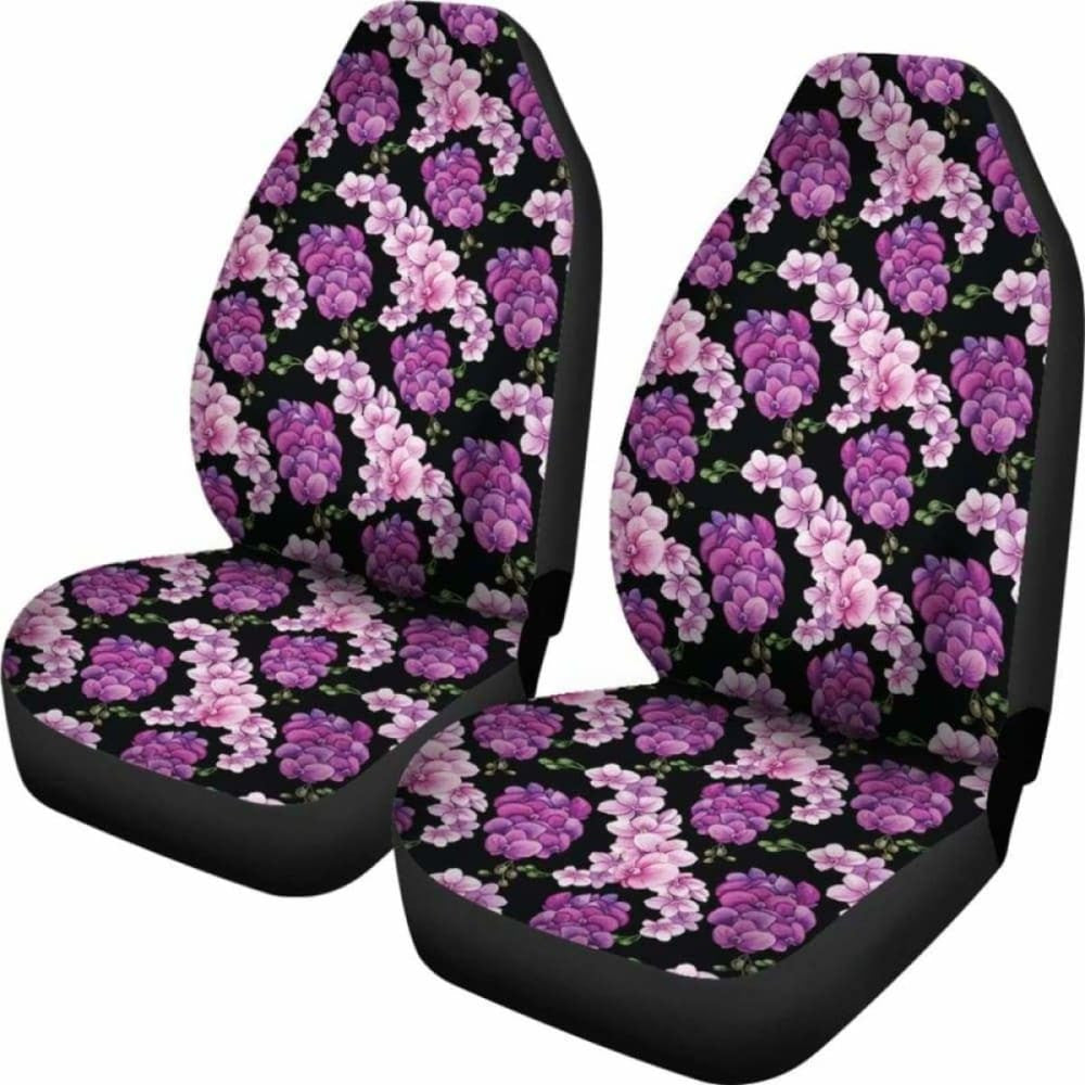 Black Pink And Purple Orchid Flower Car Seat Covers