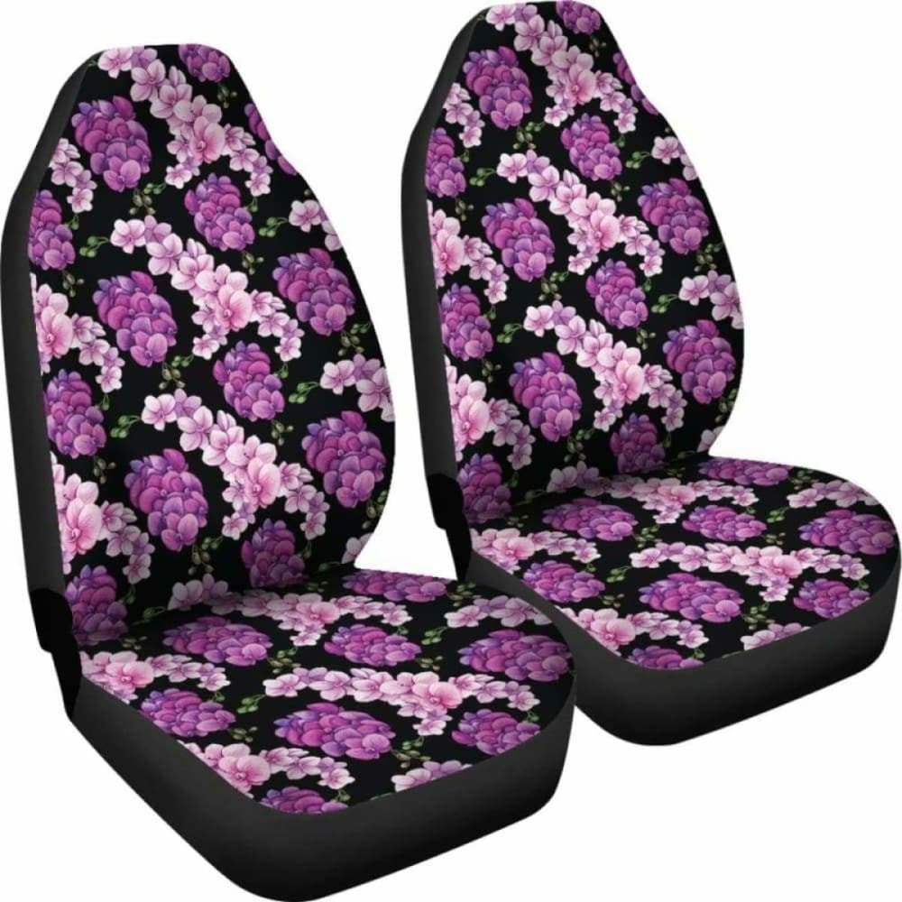 Black Pink And Purple Orchid Flower Car Seat Covers