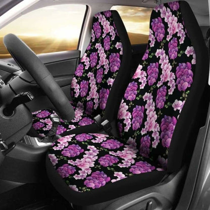 Black Pink And Purple Orchid Flower Car Seat Covers