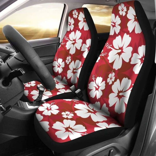 Red Aloha Flowers Car Seat Covers