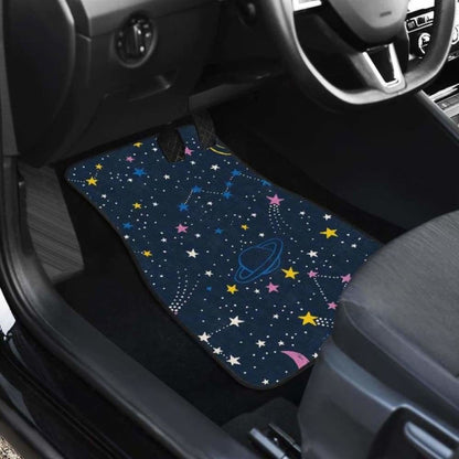 Space Pattern With Planets, Comets, Constellations And Stars Front And Back Car Mats