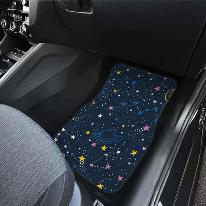 Space Pattern With Planets, Comets, Constellations And Stars Front And Back Car Mats