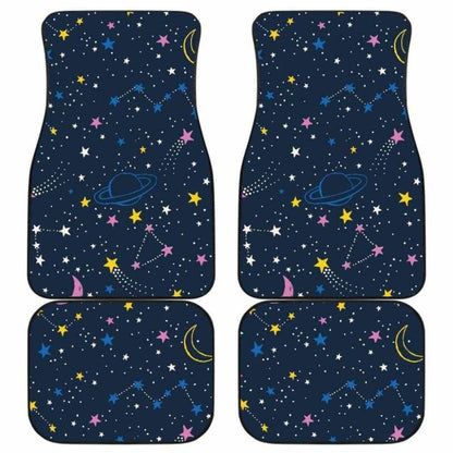 Space Pattern With Planets, Comets, Constellations And Stars Front And Back Car Mats