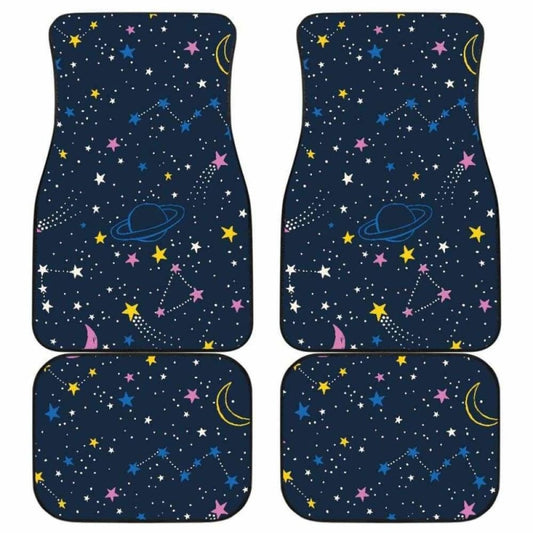 Space Pattern With Planets, Comets, Constellations And Stars Front And Back Car Mats
