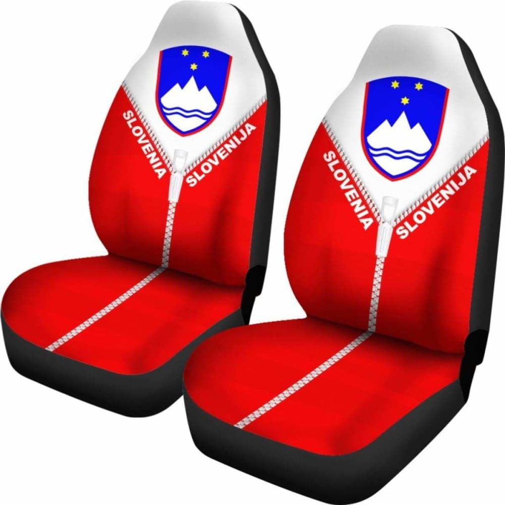 Slovenia Car Seat Cover With Straight Zipper Style Red