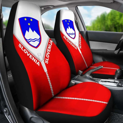 Slovenia Car Seat Cover With Straight Zipper Style Red