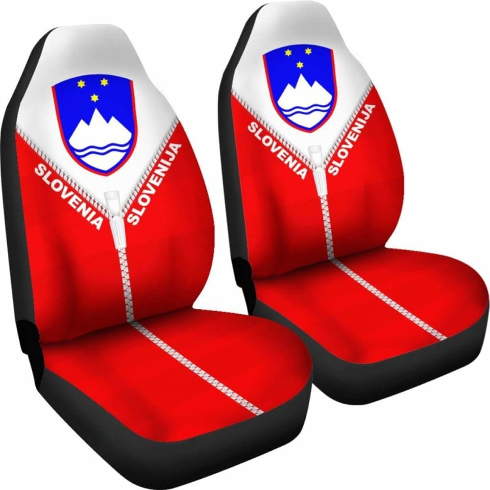 Slovenia Car Seat Cover With Straight Zipper Style Red