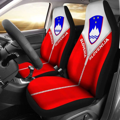 Slovenia Car Seat Cover With Straight Zipper Style Red