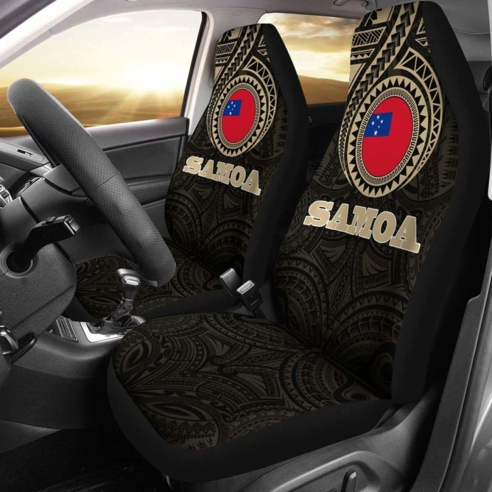 Samoa Car Seat Covers - Samoa Flag Polynesian Tattoo (Set Of Two) -