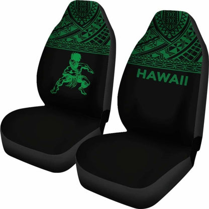 Hawaii Car Seat Covers - Polynesian Warriors Tattoo Horizontal Green -