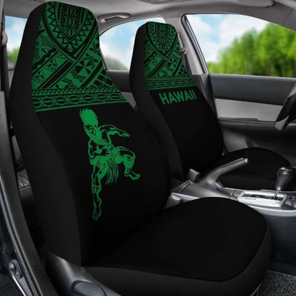 Hawaii Car Seat Covers - Polynesian Warriors Tattoo Horizontal Green -
