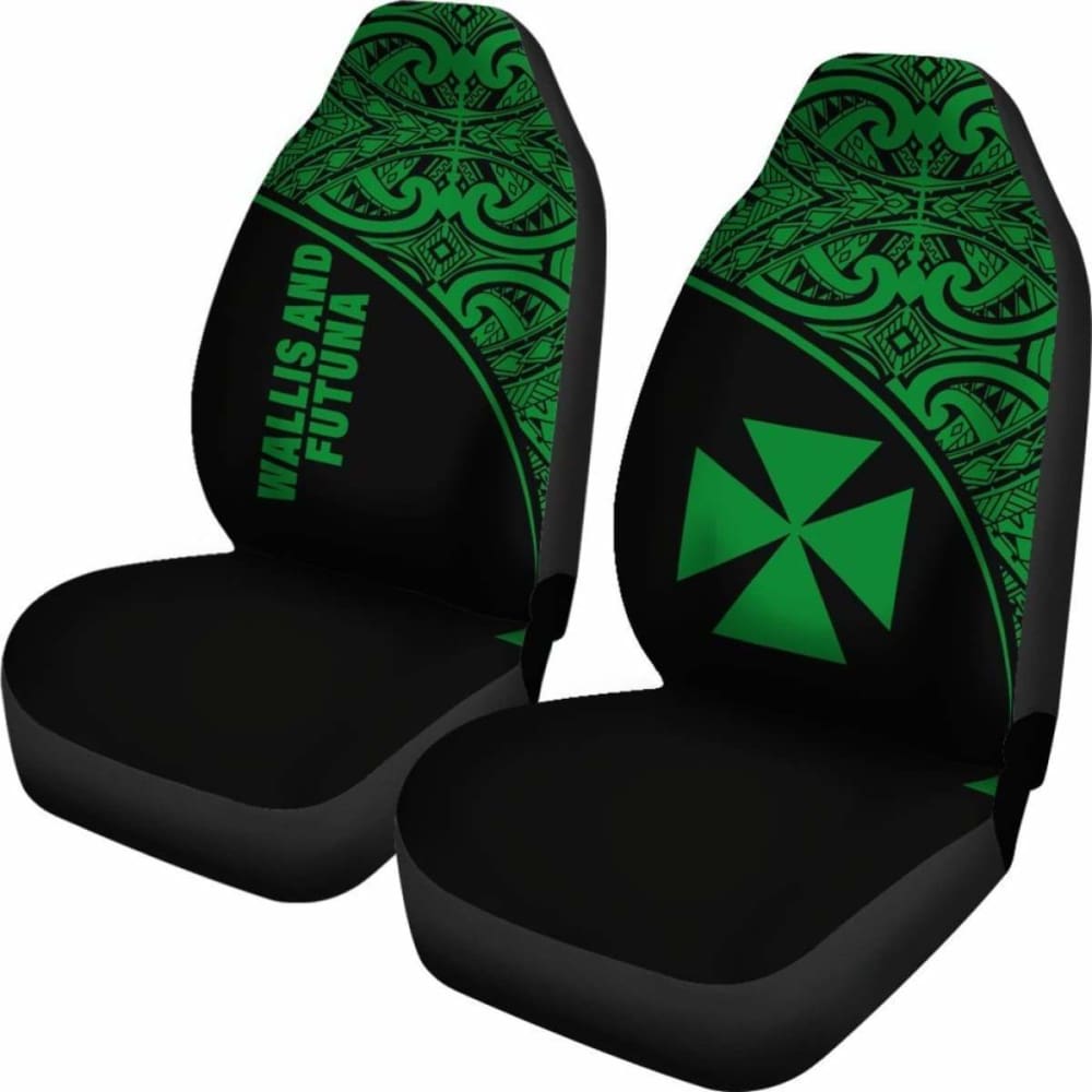 Wallis And Futuna Polynesian Car Seat Covers - Green Curve -