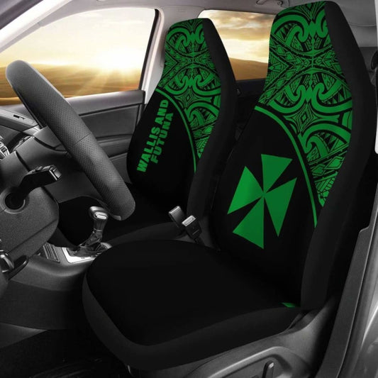 Wallis And Futuna Polynesian Car Seat Covers - Green Curve -