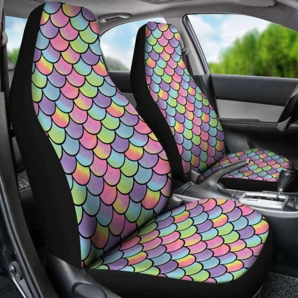 Rainbow Mermaid Scales Car Seat Covers Protectors