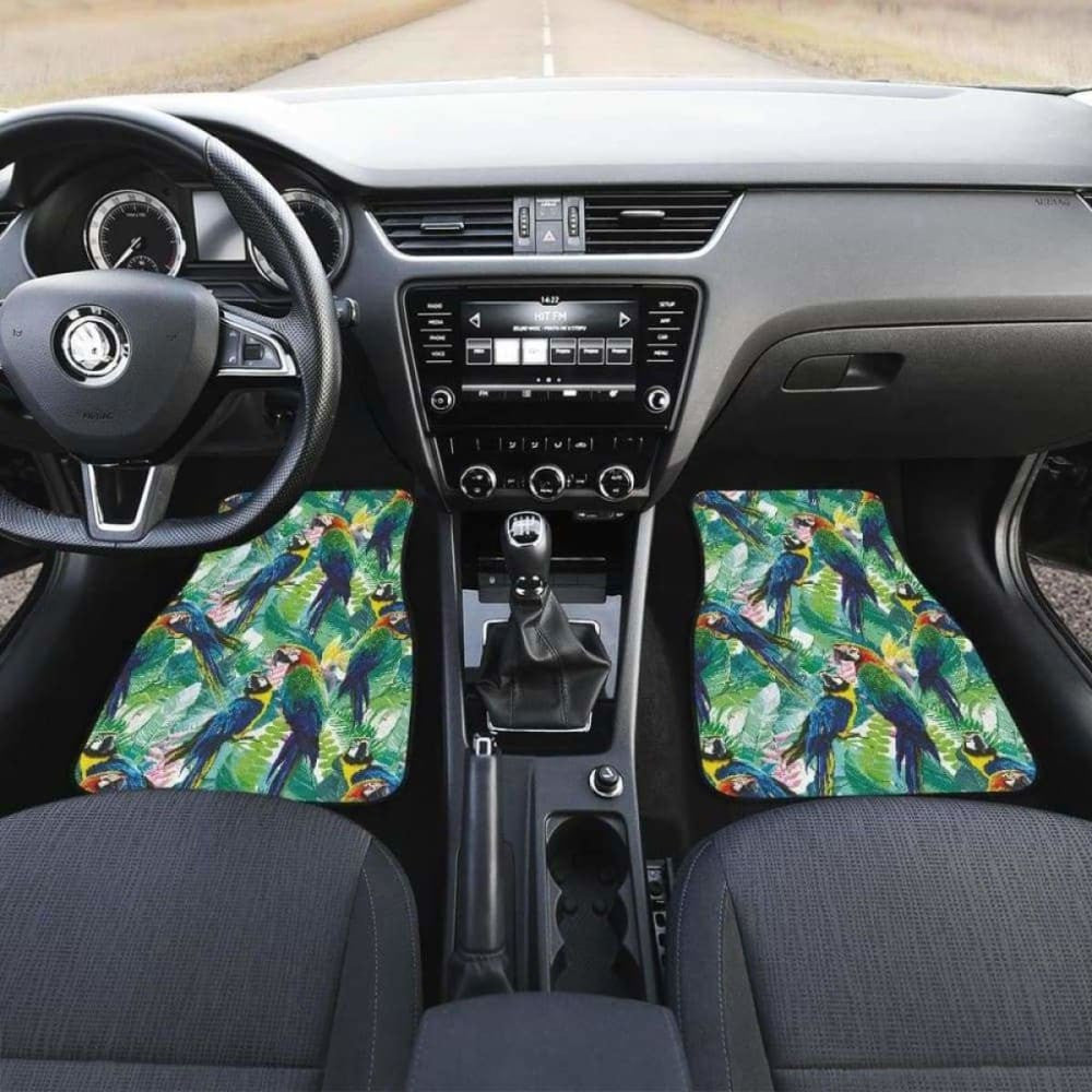 Colorful Parrot Exotic Flower Leaves Front And Back Car Mats