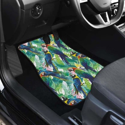 Colorful Parrot Exotic Flower Leaves Front And Back Car Mats
