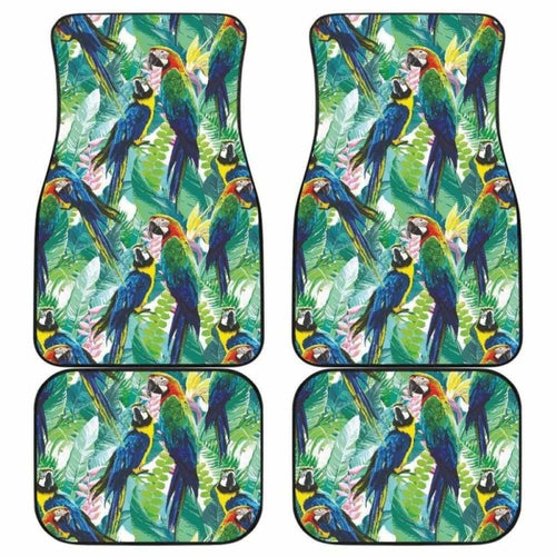 Colorful Parrot Exotic Flower Leaves Front And Back Car Mats