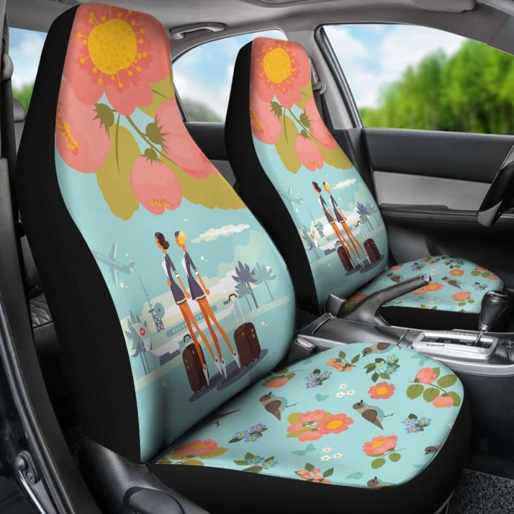 Floral Flight Attendant Car Seat Covers