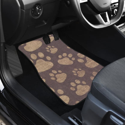 Dog Paw Prints Pattern With Dark Brown Car Floor Mats