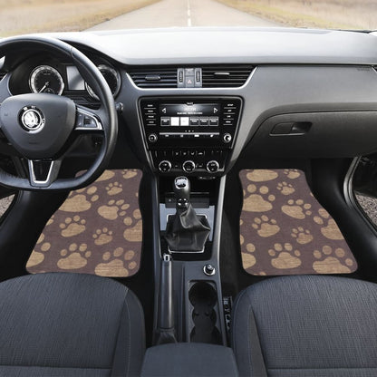Dog Paw Prints Pattern With Dark Brown Car Floor Mats