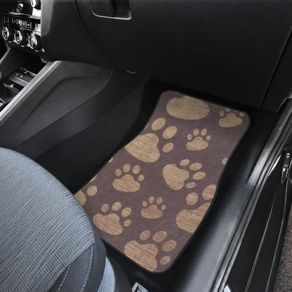 Dog Paw Prints Pattern With Dark Brown Car Floor Mats