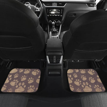 Dog Paw Prints Pattern With Dark Brown Car Floor Mats