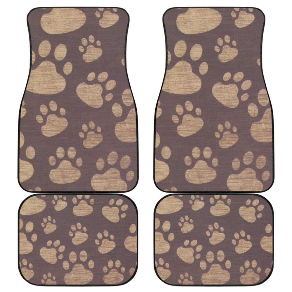 Dog Paw Prints Pattern With Dark Brown Car Floor Mats