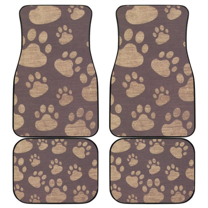 Dog Paw Prints Pattern With Dark Brown Car Floor Mats
